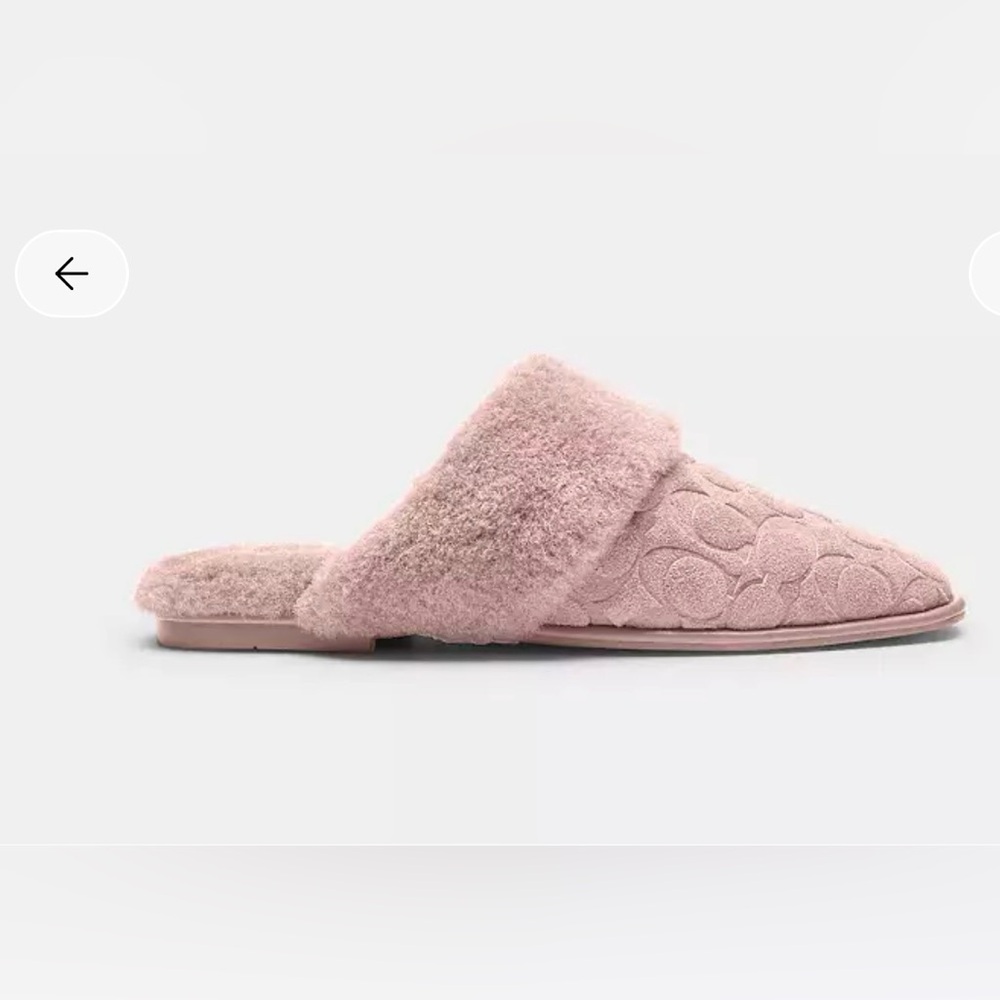 Coach Blush Sherpa Flat Mule Fur Lined Slippers - Picture 2 of 3